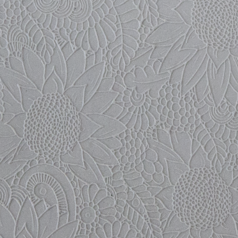 Texture Tile - Super Fineline Brilliant Blooms sample rolled into clay