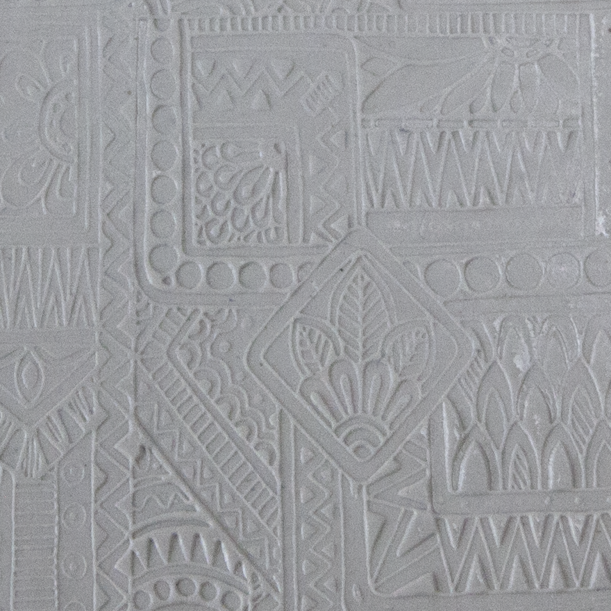 Texture Tile - Botany Borders Fineline sample rolled into clay