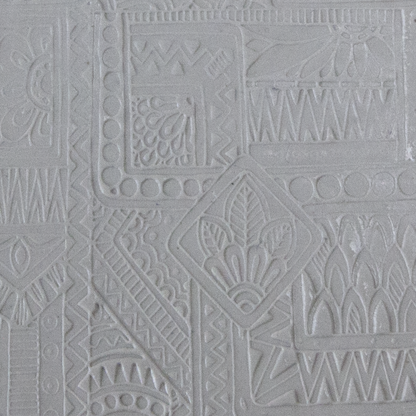 Texture Tile - Botany Borders Fineline sample rolled into clay