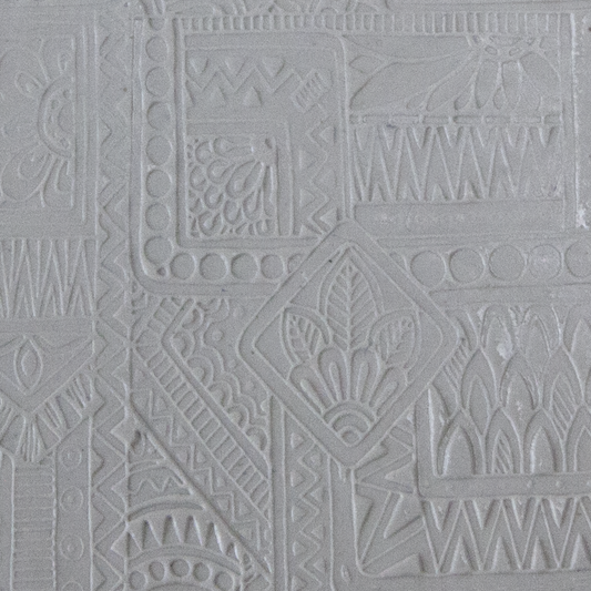 Texture Tile - Botany Borders Fineline sample rolled into clay