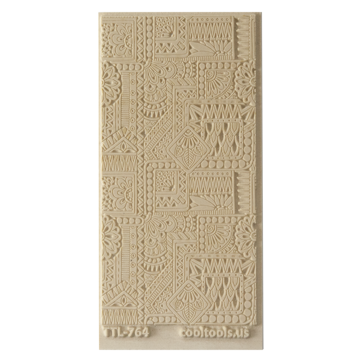 Texture Tile - Botany Borders Fineline. Beige Texture Tiles are flexible, washable and can be used with any soft clay. Spritz with CoolSlip or dust on Dry Powder Release for stick-free impressions when using metal clay and polymer clay.