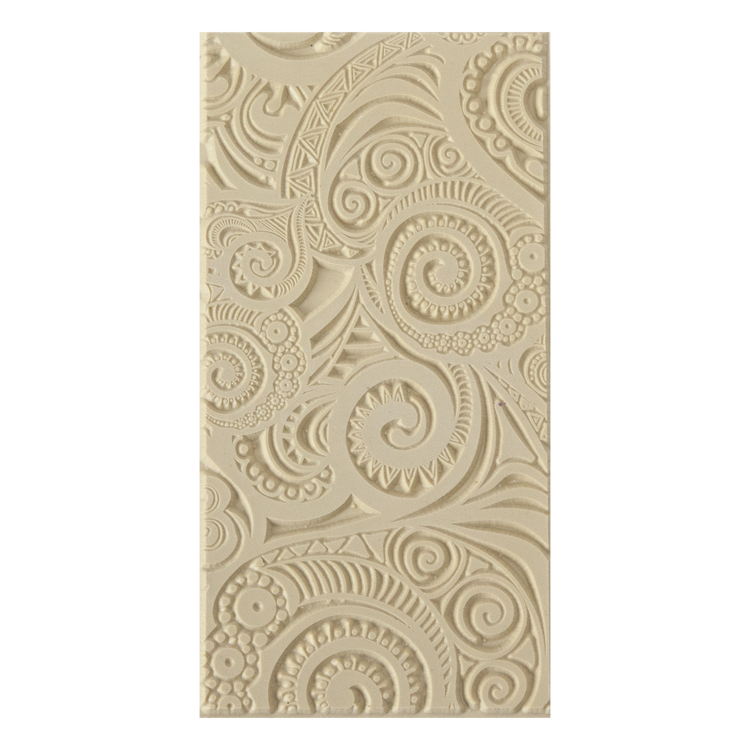Texture Tile - Swirly Hearts. Beige Texture Tiles are flexible, washable and can be used with any soft clay. Spritz with CoolSlip or dust on Dry Powder Release for stick-free impressions when using metal clay and polymer clay.