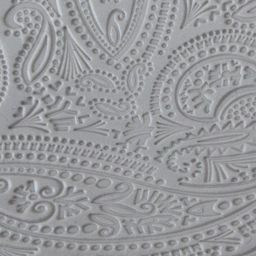 Texture Tile - Mehndi Paisley sample rolled into clay