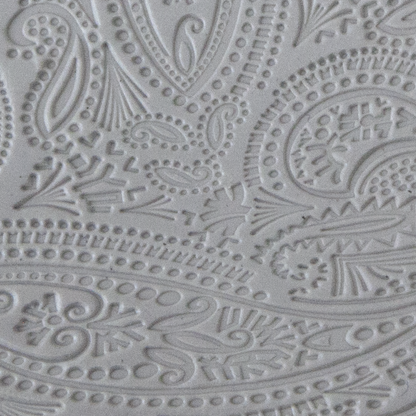 Texture Tile - Mehndi Paisley sample rolled into clay