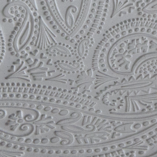 Texture Tile - Mehndi Paisley sample rolled into clay