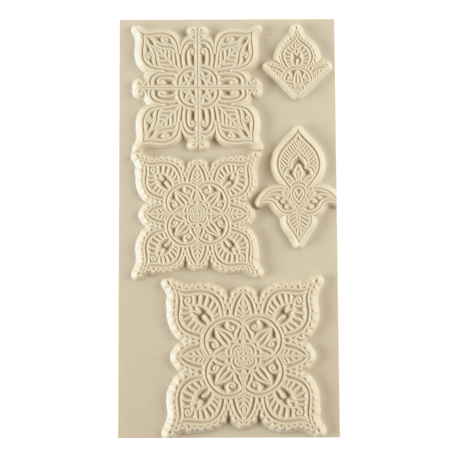 Texture Tile - Mehndi Elements. Beige Texture Tiles are flexible, washable and can be used with any soft clay. Spritz with CoolSlip or dust on Dry Powder Release for stick-free impressions when using metal clay and polymer clay.