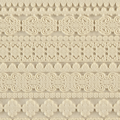 Texture Tile - Fancy Borders. Beige Texture Tiles are flexible, washable and can be used with any soft clay. Spritz with CoolSlip or dust on Dry Powder Release for stick-free impressions when using metal clay and polymer clay.