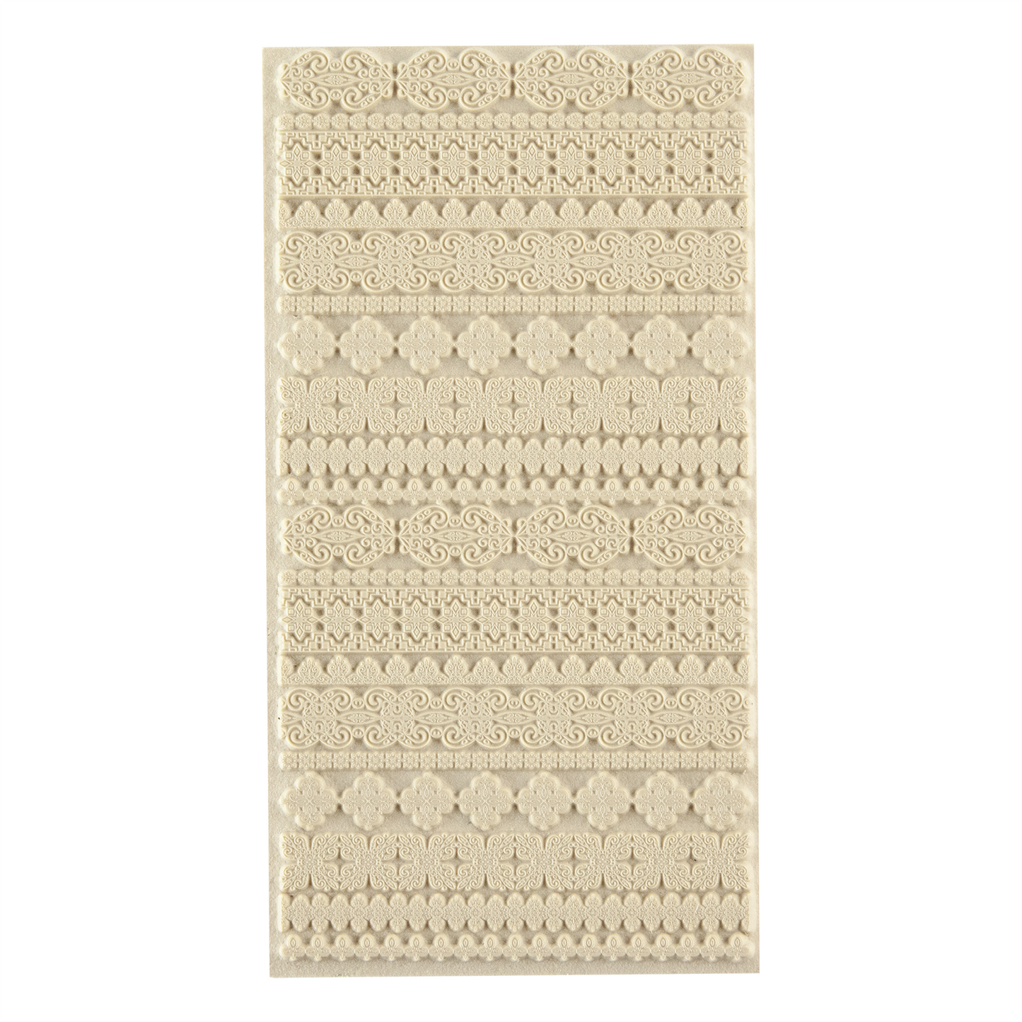 Texture Tile - Fancy Borders. Beige Texture Tiles are flexible, washable and can be used with any soft clay. Spritz with CoolSlip or dust on Dry Powder Release for stick-free impressions when using metal clay and polymer clay.