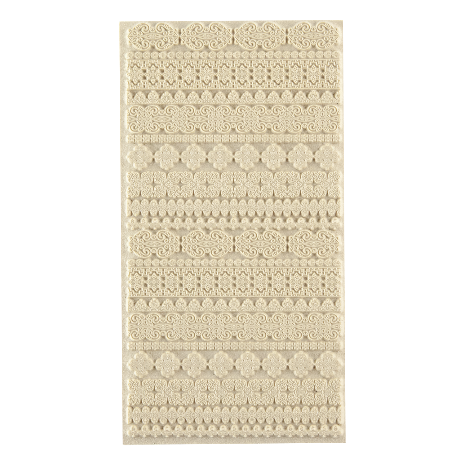 Texture Tile - Fancy Borders. Beige Texture Tiles are flexible, washable and can be used with any soft clay. Spritz with CoolSlip or dust on Dry Powder Release for stick-free impressions when using metal clay and polymer clay.