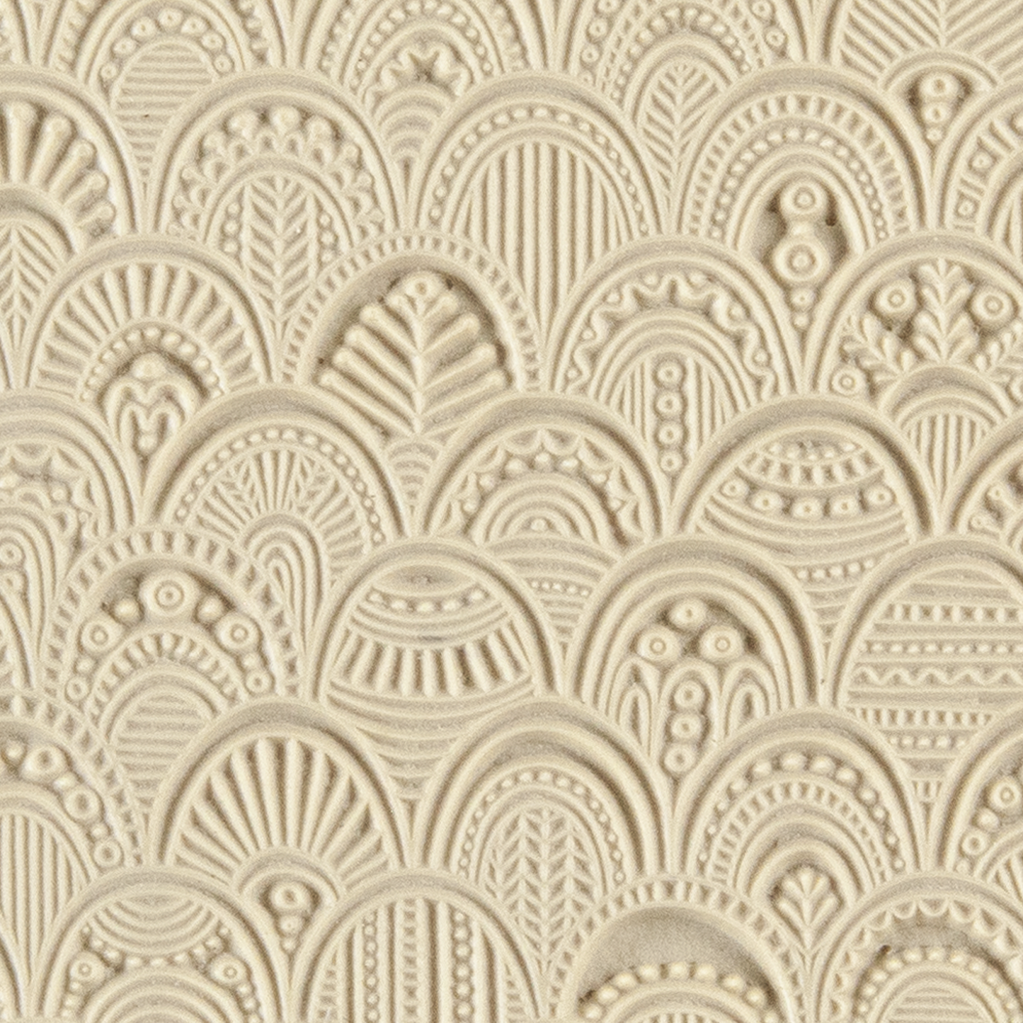 Texture Tile - Rococo. Beige Texture Tiles are flexible, washable and can be used with any soft clay. Spritz with CoolSlip or dust on Dry Powder Release for stick-free impressions when using metal clay and polymer clay.