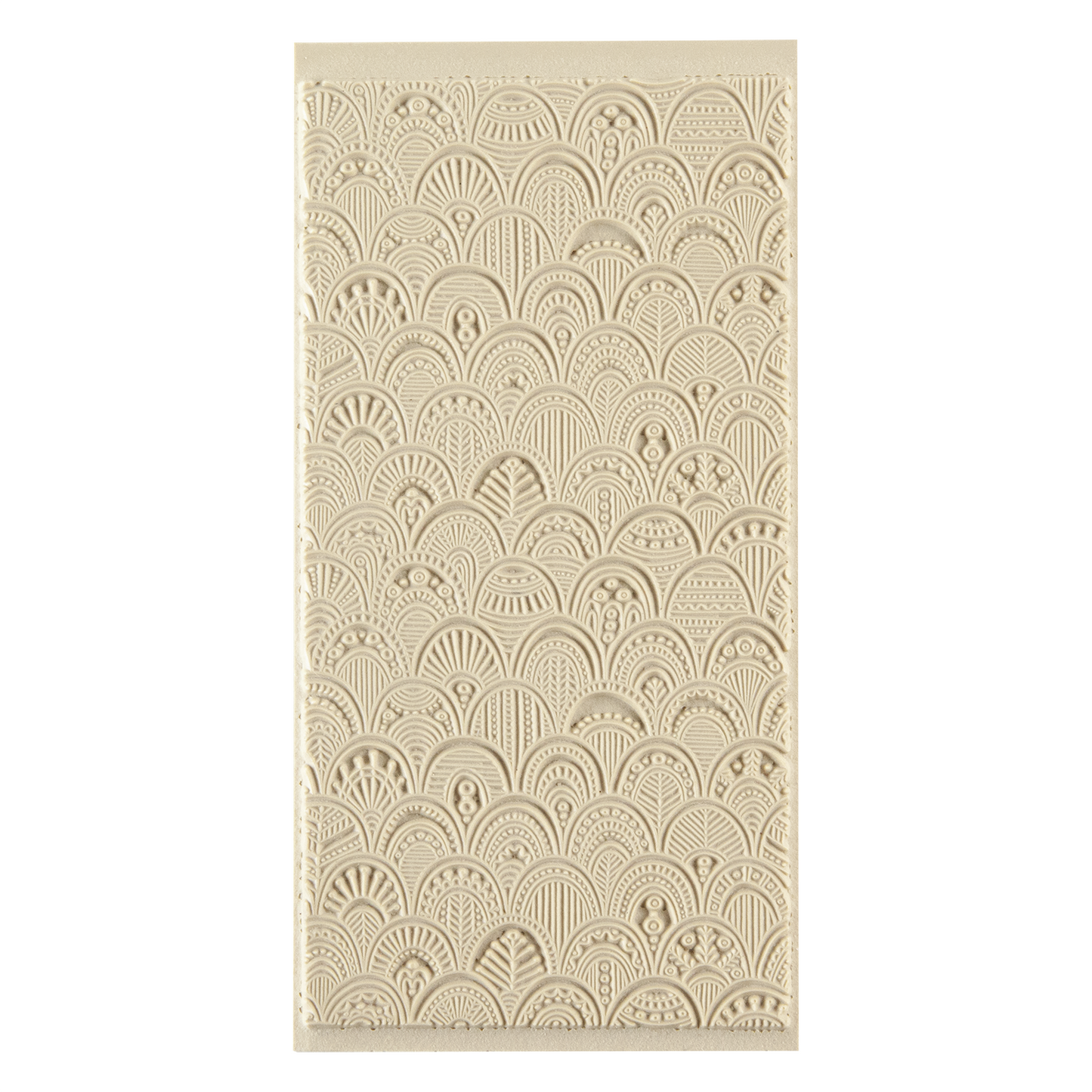 Texture Tile - Rococo. Beige Texture Tiles are flexible, washable and can be used with any soft clay. Spritz with CoolSlip or dust on Dry Powder Release for stick-free impressions when using metal clay and polymer clay.