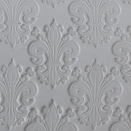 Texture Tile - Bold Fleur de Lis sample rolled into clay
