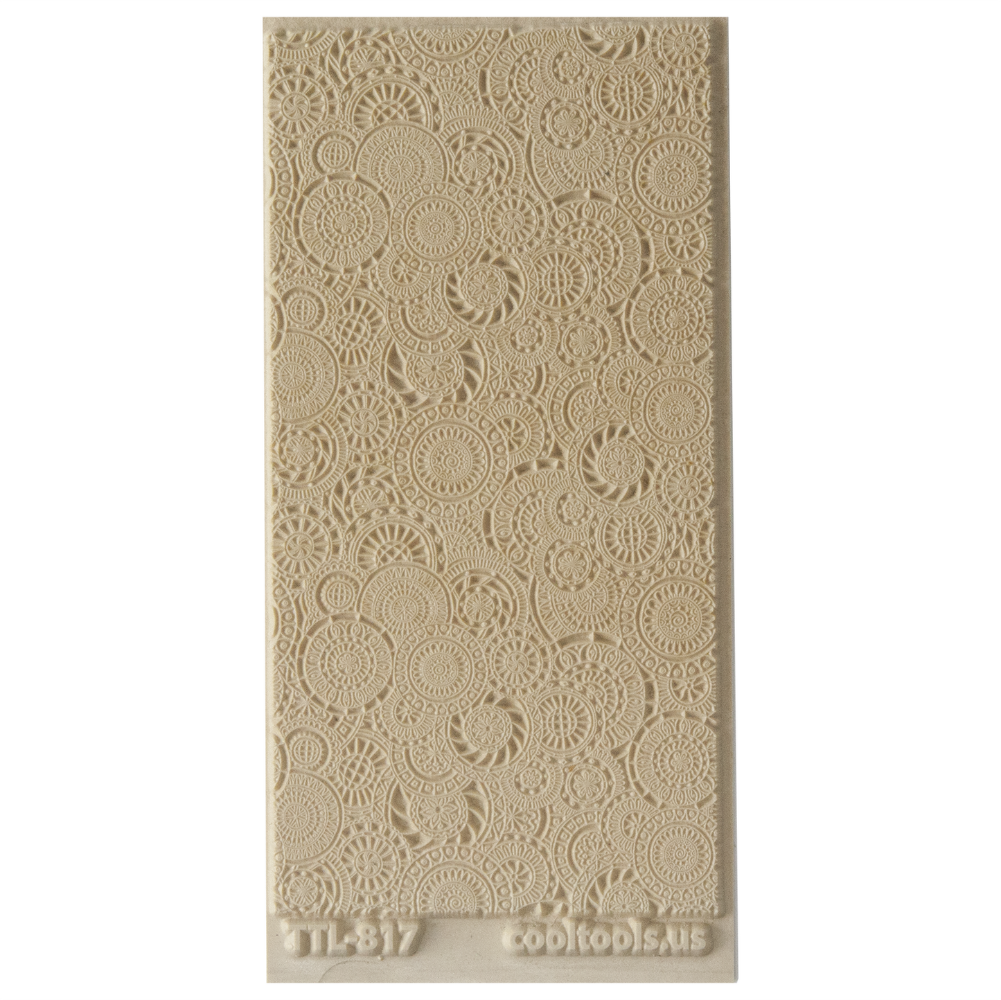 Texture Tile - Kaleidoscope Overload. Beige Texture Tiles are flexible, washable and can be used with any soft clay. Spritz with CoolSlip or dust on Dry Powder Release for stick-free impressions when using metal clay and polymer clay.