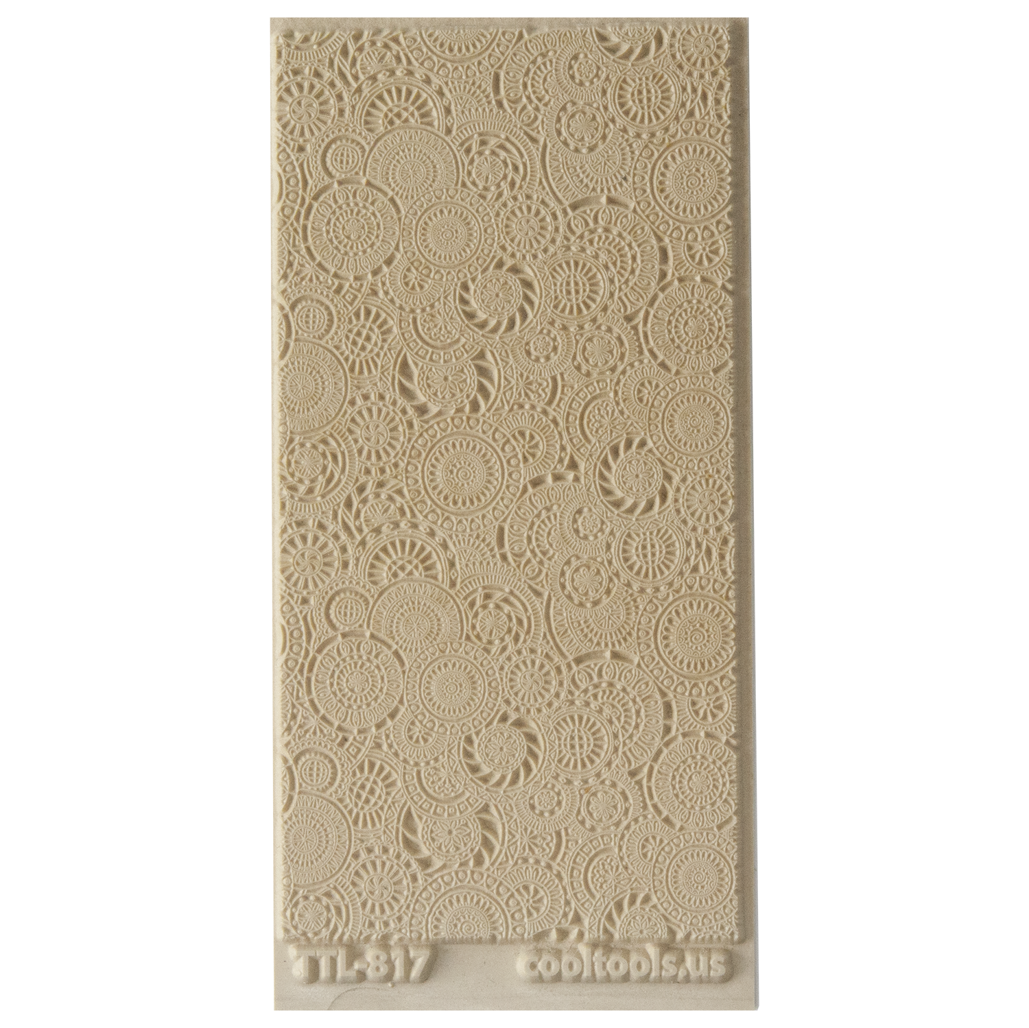 Texture Tile - Kaleidoscope Overload. Beige Texture Tiles are flexible, washable and can be used with any soft clay. Spritz with CoolSlip or dust on Dry Powder Release for stick-free impressions when using metal clay and polymer clay.