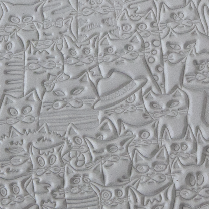 Texture Tile - Feline Friends sample rolled into clay
