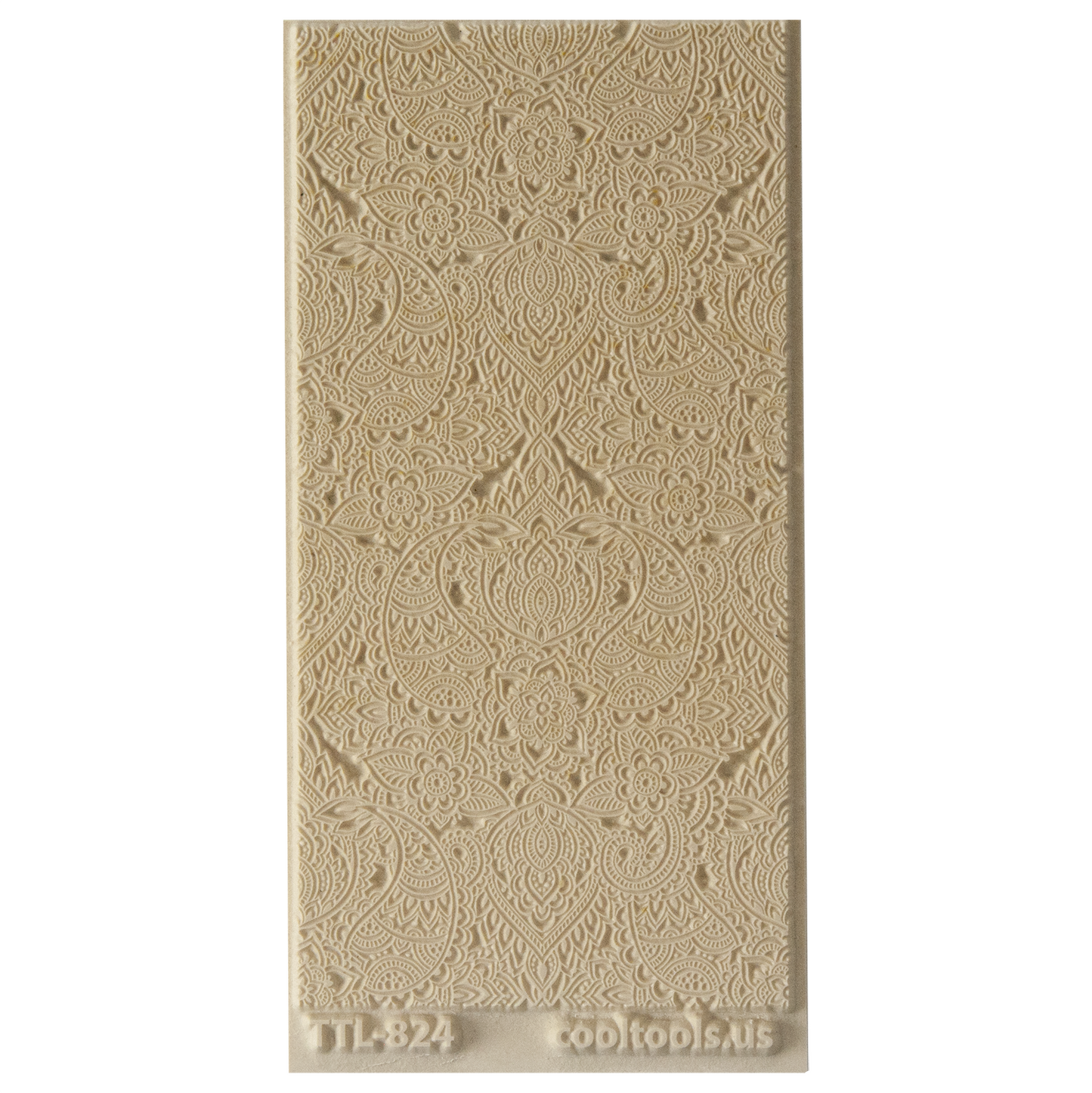 Texture Tile - Paisley Play. Beige Texture Tiles are flexible, washable and can be used with any soft clay. Spritz with CoolSlip or dust on Dry Powder Release for stick-free impressions when using metal clay and polymer clay.