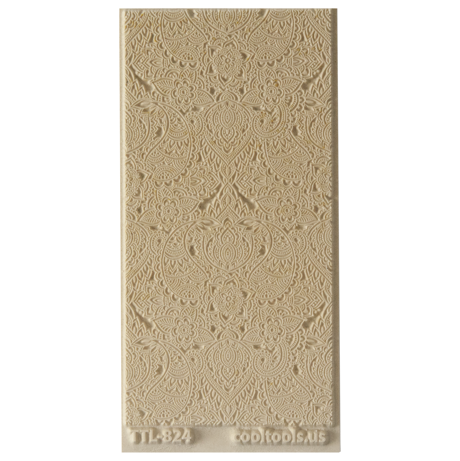 Texture Tile - Paisley Play. Beige Texture Tiles are flexible, washable and can be used with any soft clay. Spritz with CoolSlip or dust on Dry Powder Release for stick-free impressions when using metal clay and polymer clay.