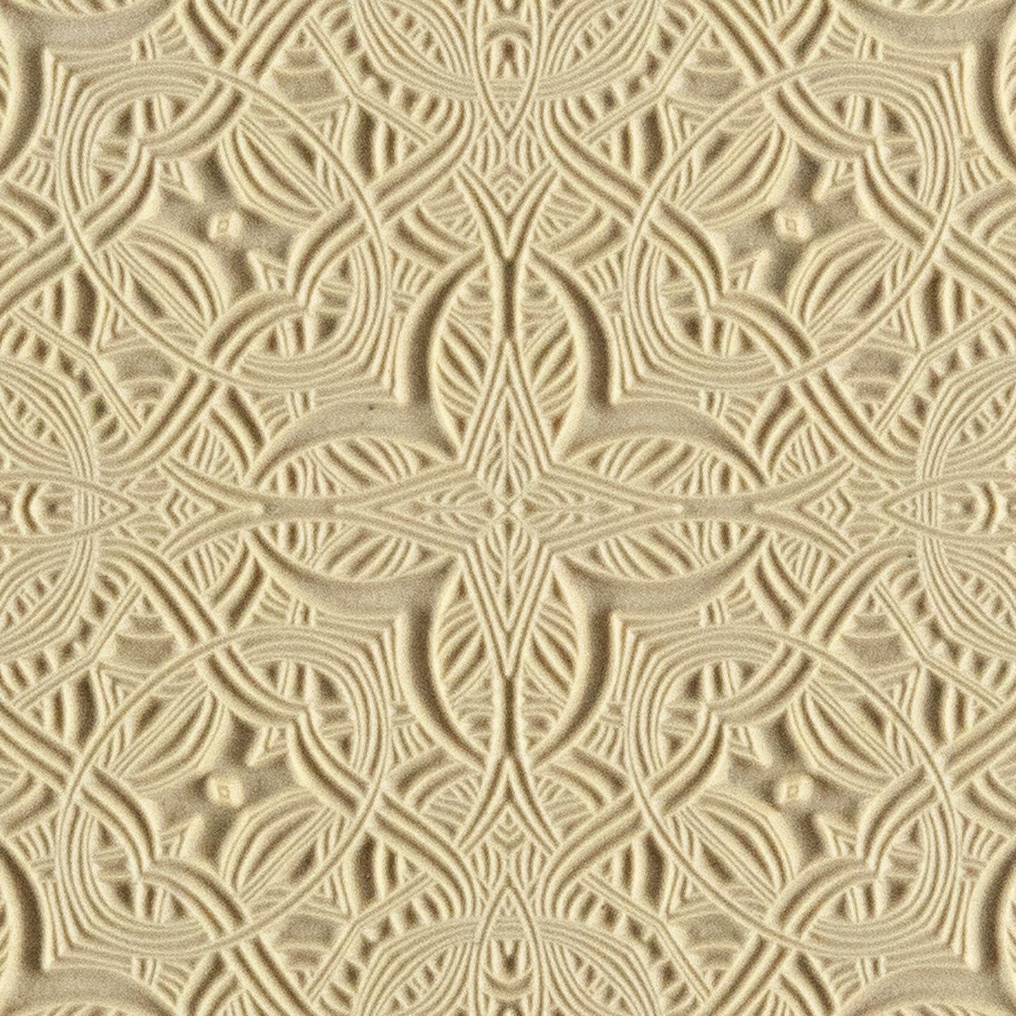 Texture Tile - Celtic Entanglements. Beige Texture Tiles are flexible, washable and can be used with any soft clay. Spritz with CoolSlip or dust on Dry Powder Release for stick-free impressions when using metal clay and polymer clay.
