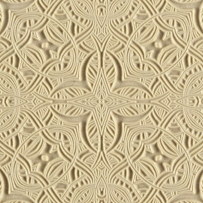 Texture Tile - Celtic Entanglements. Beige Texture Tiles are flexible, washable and can be used with any soft clay. Spritz with CoolSlip or dust on Dry Powder Release for stick-free impressions when using metal clay and polymer clay.