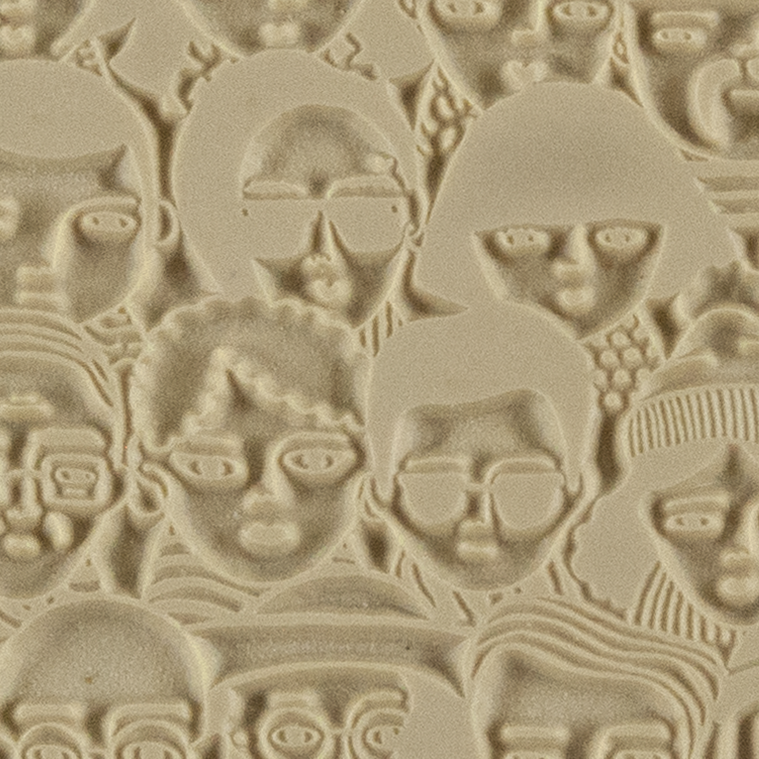 Texture Tile - A Face in the Crowd. Beige Texture Tiles are flexible, washable and can be used with any soft clay. Spritz with CoolSlip or dust on Dry Powder Release for stick-free impressions when using metal clay and polymer clay.