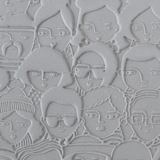 Texture Tile - A Face in the Crowd Embossed sample rolled into clay