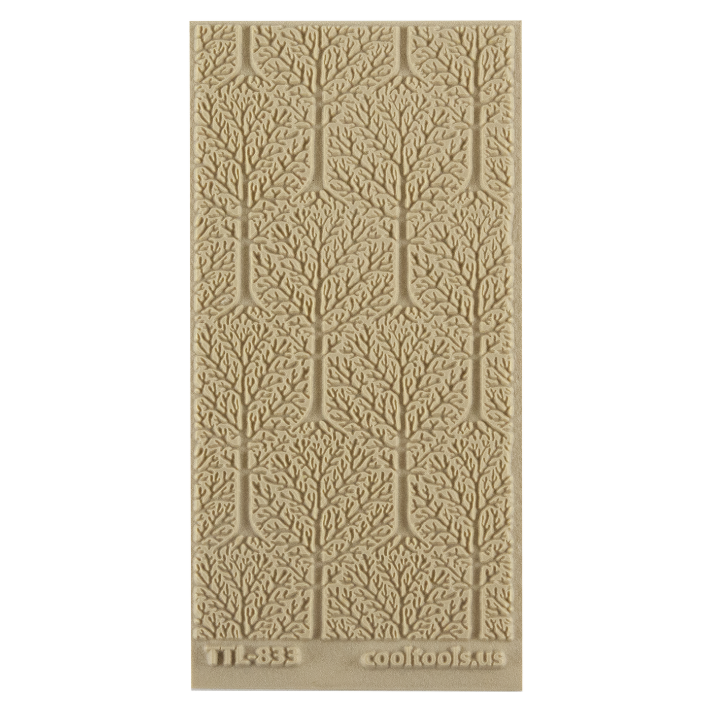 Texture Tile - Lost in the Woods Embossed. Beige Texture Tiles are flexible, washable and can be used with any soft clay. Spritz with CoolSlip or dust on Dry Powder Release for stick-free impressions when using metal clay and polymer clay.