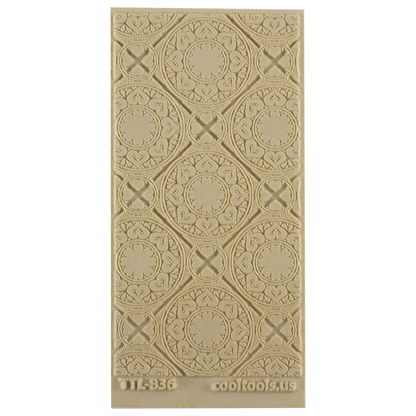 Texture Tile - Vintage Wallpaper. Beige Texture Tiles are flexible, washable and can be used with any soft clay. Spritz with CoolSlip or dust on Dry Powder Release for stick-free impressions when using metal clay and polymer clay.
