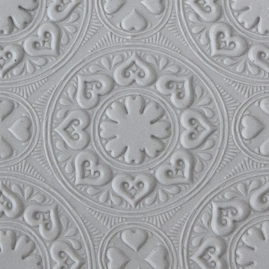 Texture Tile - Vintage Wallpaper Embossed sample rolled into clay