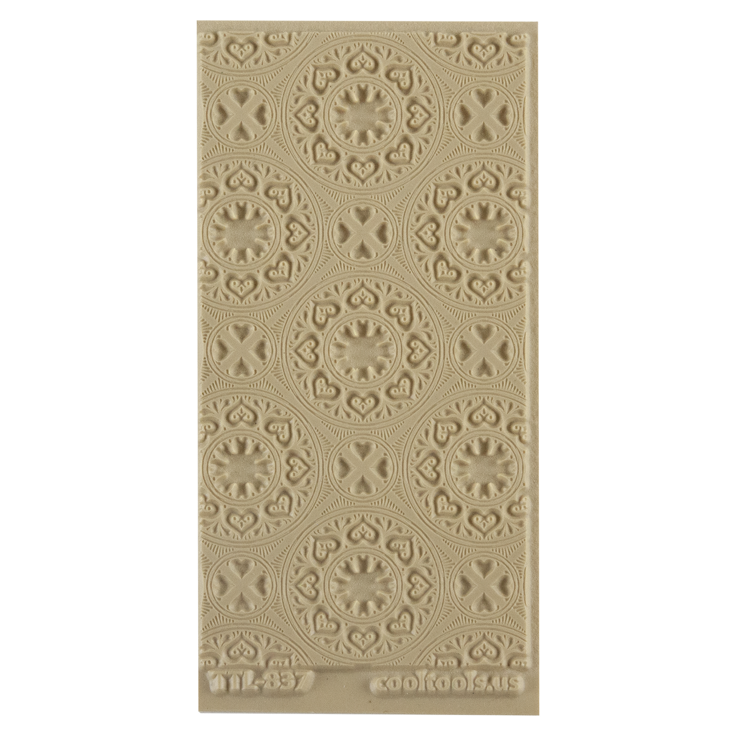 Texture Tile - Vintage Wallpaper Embossed. Beige Texture Tiles are flexible, washable and can be used with any soft clay. Spritz with CoolSlip or dust on Dry Powder Release for stick-free impressions when using metal clay and polymer clay.
