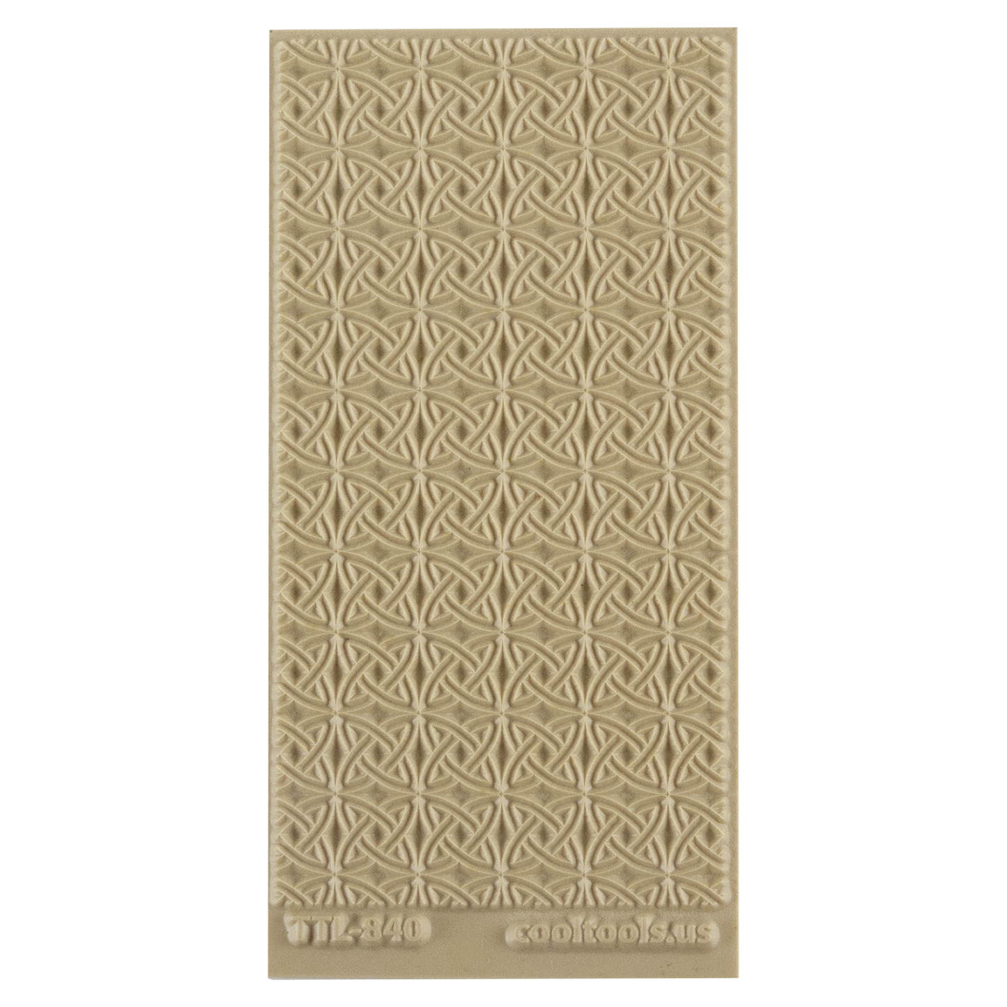 Texture Tile - Celtic Over & Under. Beige Texture Tiles are flexible, washable and can be used with any soft clay. Spritz with CoolSlip or dust on Dry Powder Release for stick-free impressions when using metal clay and polymer clay.