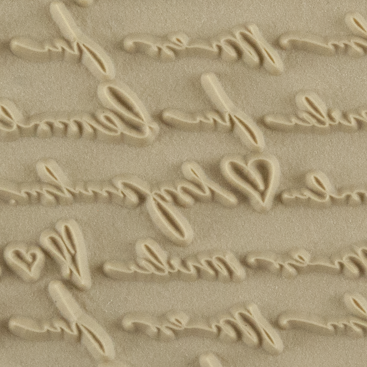 Texture Tile - Sincerely Yours. Beige Texture Tiles are flexible, washable and can be used with any soft clay. Spritz with CoolSlip or dust on Dry Powder Release for stick-free impressions when using metal clay and polymer clay.