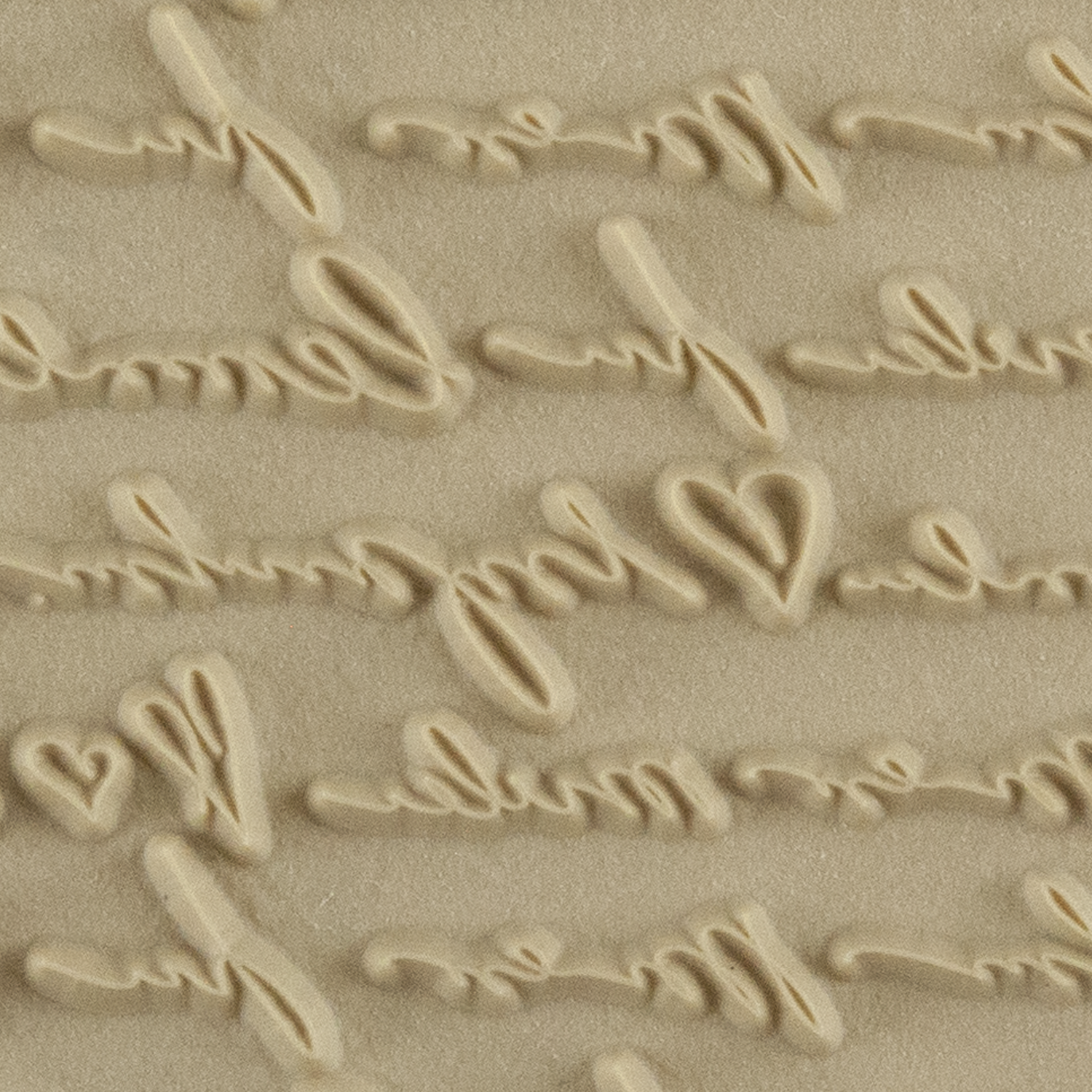 Texture Tile - Sincerely Yours. Beige Texture Tiles are flexible, washable and can be used with any soft clay. Spritz with CoolSlip or dust on Dry Powder Release for stick-free impressions when using metal clay and polymer clay.