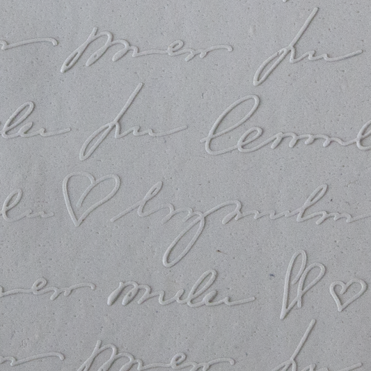 Texture Tile - Sincerely Yours Fineline sample rolled into clay