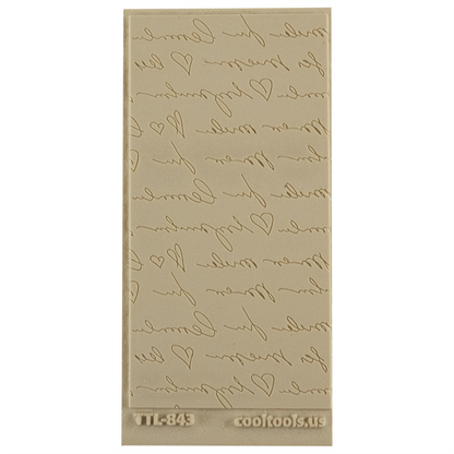 Texture Tile - Sincerely Yours Fineline. Beige Texture Tiles are flexible, washable and can be used with any soft clay. Spritz with CoolSlip or dust on Dry Powder Release for stick-free impressions when using metal clay and polymer clay.