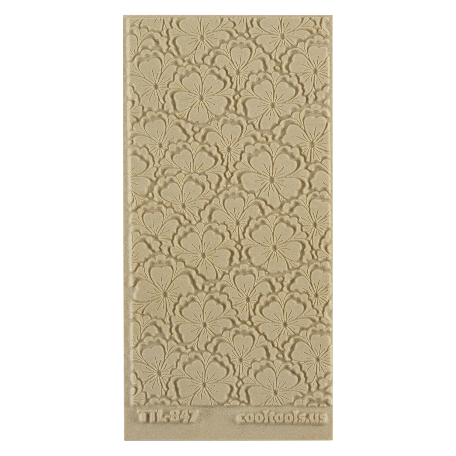 Texture Tile - Flowering Fields Embossed. Beige Texture Tiles are flexible, washable and can be used with any soft clay. Spritz with CoolSlip or dust on Dry Powder Release for stick-free impressions when using metal clay and polymer clay.