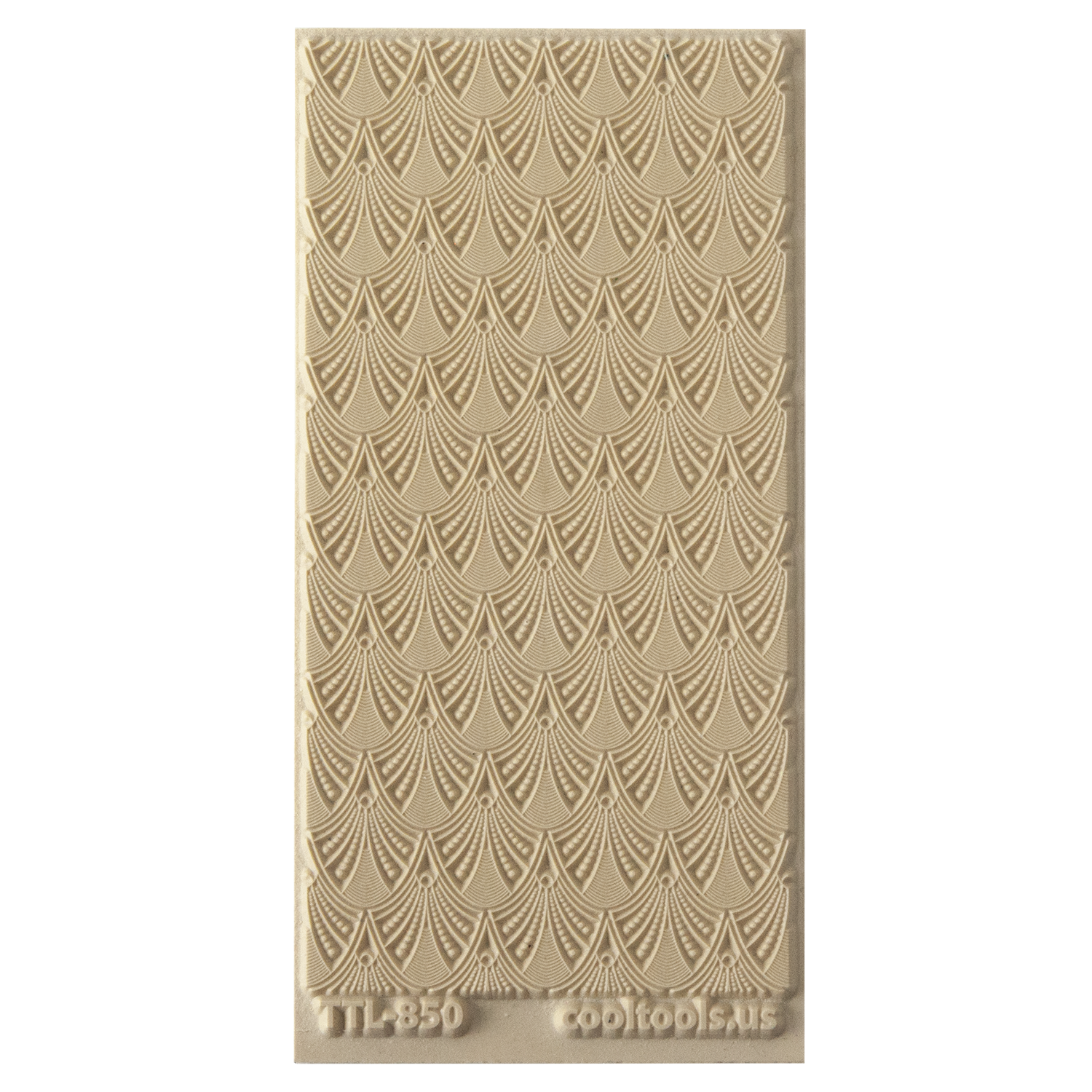 Texture Tile - Art Deco Arches. Beige Texture Tiles are flexible, washable and can be used with any soft clay. Spritz with CoolSlip or dust on Dry Powder Release for stick-free impressions when using metal clay and polymer clay.