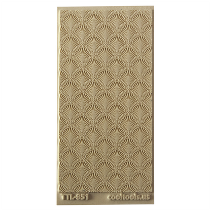 Texture Tile - Art Deco Shells. Beige Texture Tiles are flexible, washable and can be used with any soft clay. Spritz with CoolSlip or dust on Dry Powder Release for stick-free impressions when using metal clay and polymer clay.