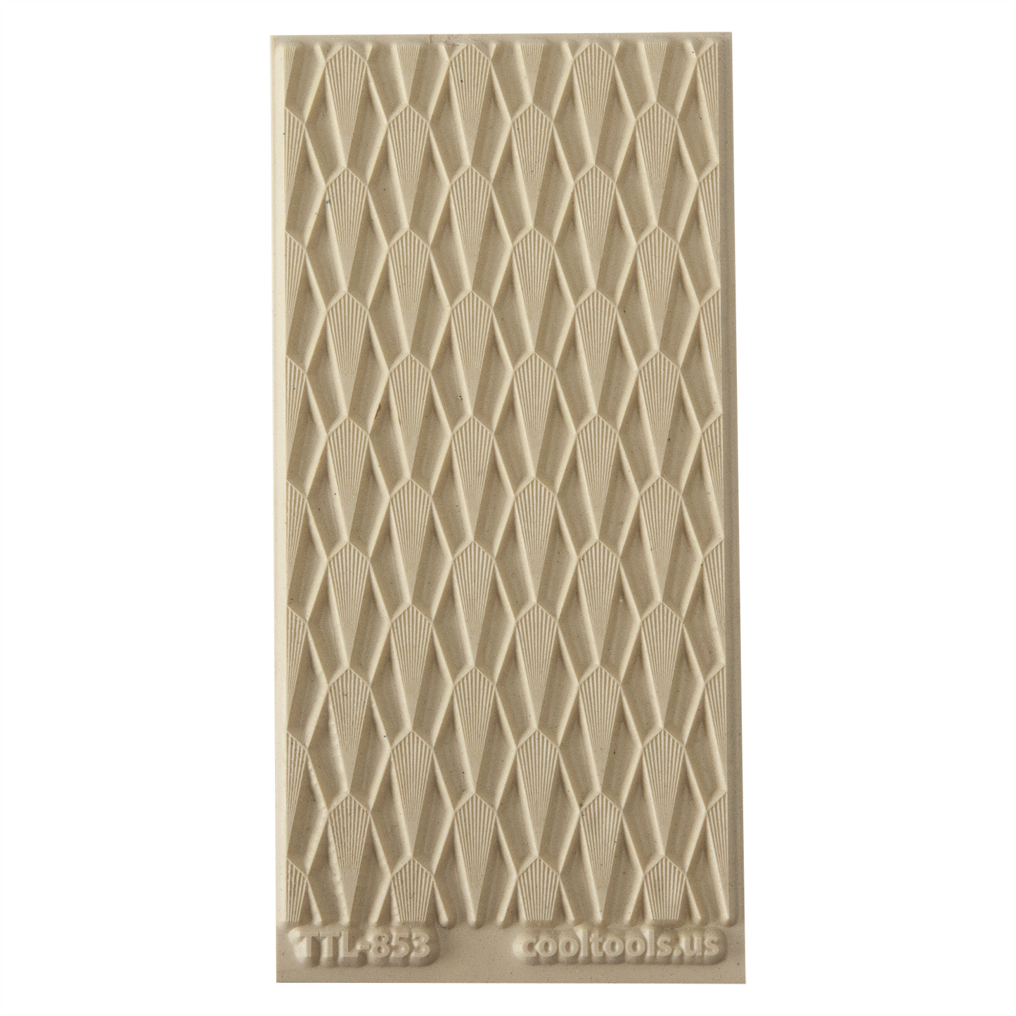 Texture Tile - Dove Tails. Beige Texture Tiles are flexible, washable and can be used with any soft clay. Spritz with CoolSlip or dust on Dry Powder Release for stick-free impressions when using metal clay and polymer clay.