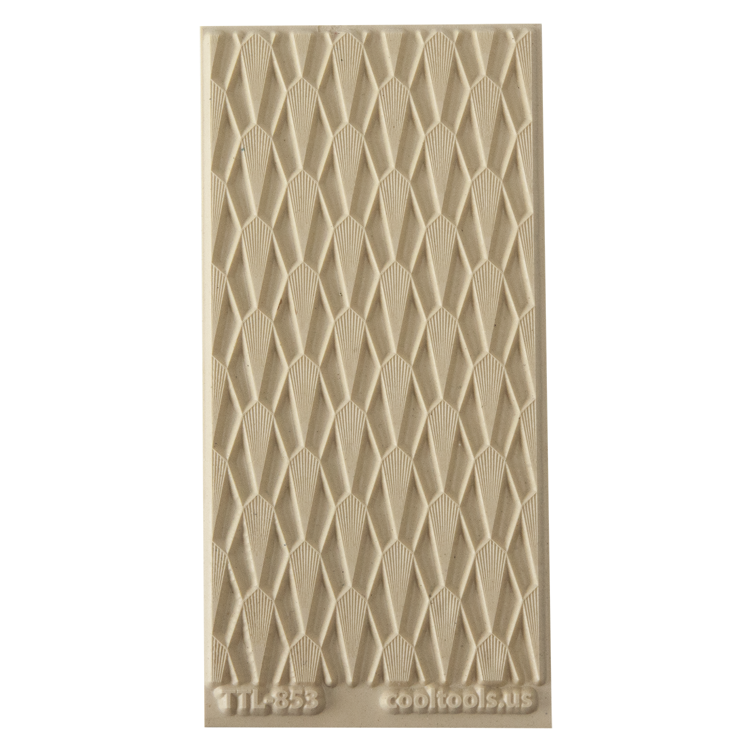 Texture Tile - Dove Tails. Beige Texture Tiles are flexible, washable and can be used with any soft clay. Spritz with CoolSlip or dust on Dry Powder Release for stick-free impressions when using metal clay and polymer clay.
