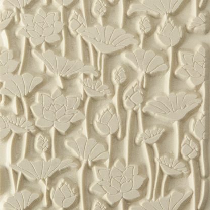 Texture Tile - Flowing Flowers. Beige Texture Tiles are flexible, washable and can be used with any soft clay. Spritz with CoolSlip or dust on Dry Powder Release for stick-free impressions when using metal clay and polymer clay.