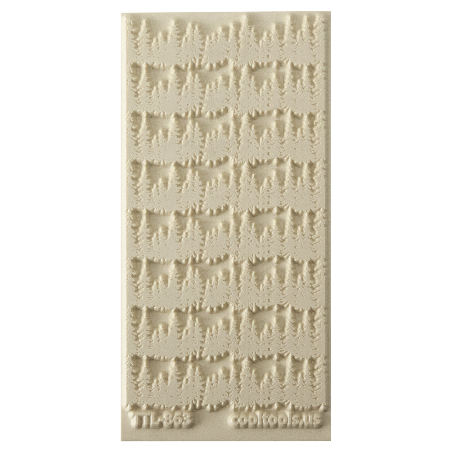 Texture Tile - Wisconsin Pines. Beige Texture Tiles are flexible, washable and can be used with any soft clay. Spritz with CoolSlip or dust on Dry Powder Release for stick-free impressions when using metal clay and polymer clay.