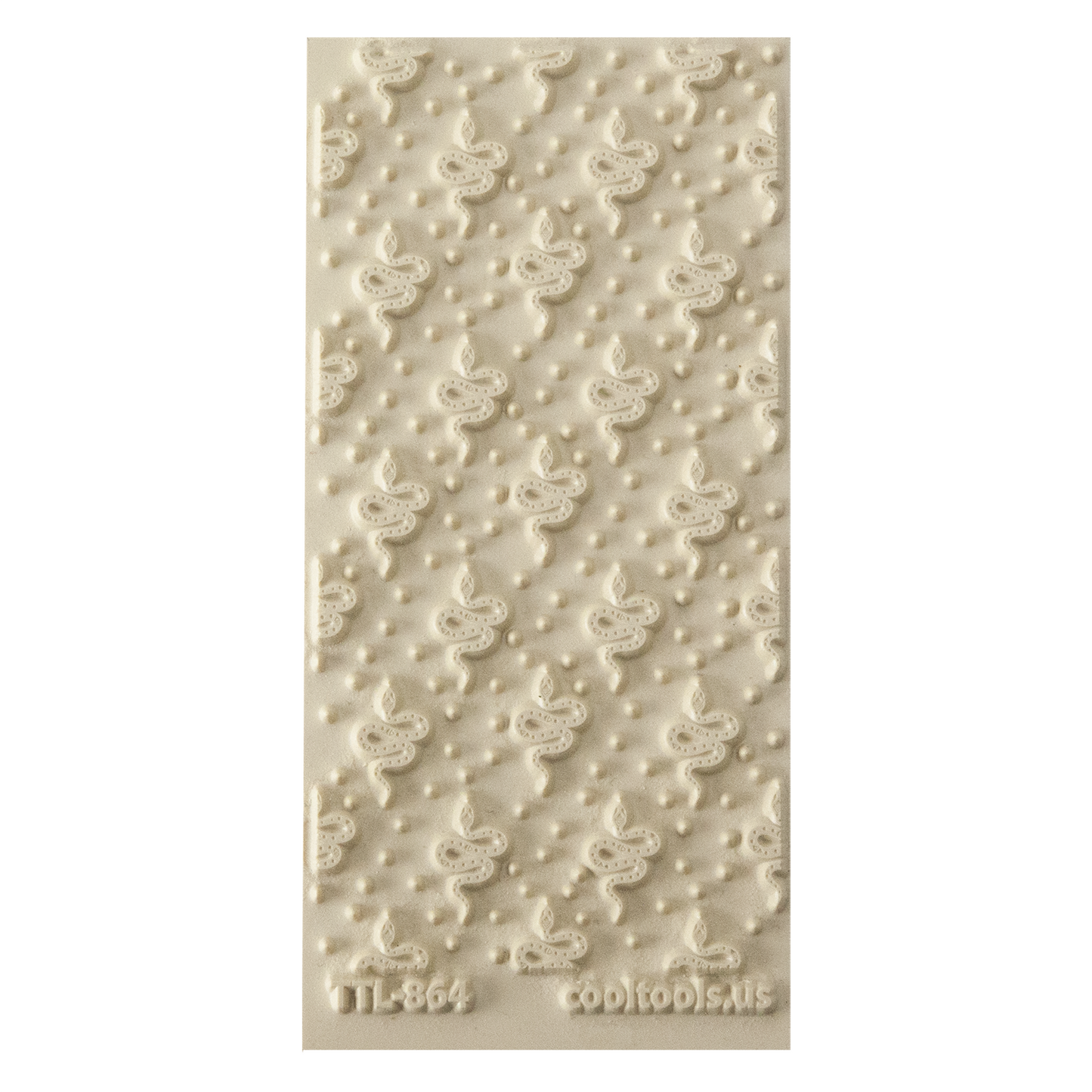 Texture Tile - Boho Snakes. Beige Texture Tiles are flexible, washable and can be used with any soft clay. Spritz with CoolSlip or dust on Dry Powder Release for stick-free impressions when using metal clay and polymer clay.