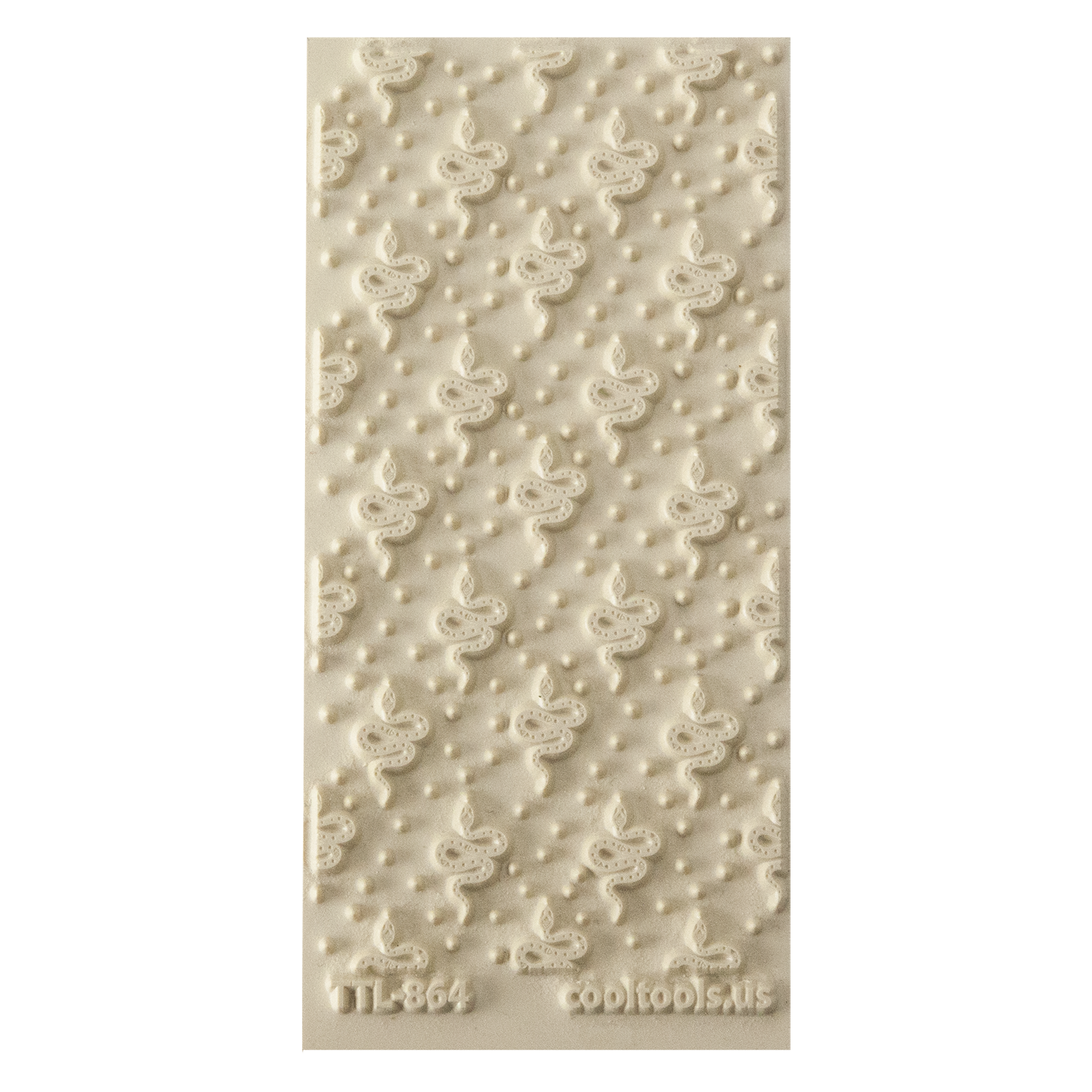 Texture Tile - Boho Snakes. Beige Texture Tiles are flexible, washable and can be used with any soft clay. Spritz with CoolSlip or dust on Dry Powder Release for stick-free impressions when using metal clay and polymer clay.