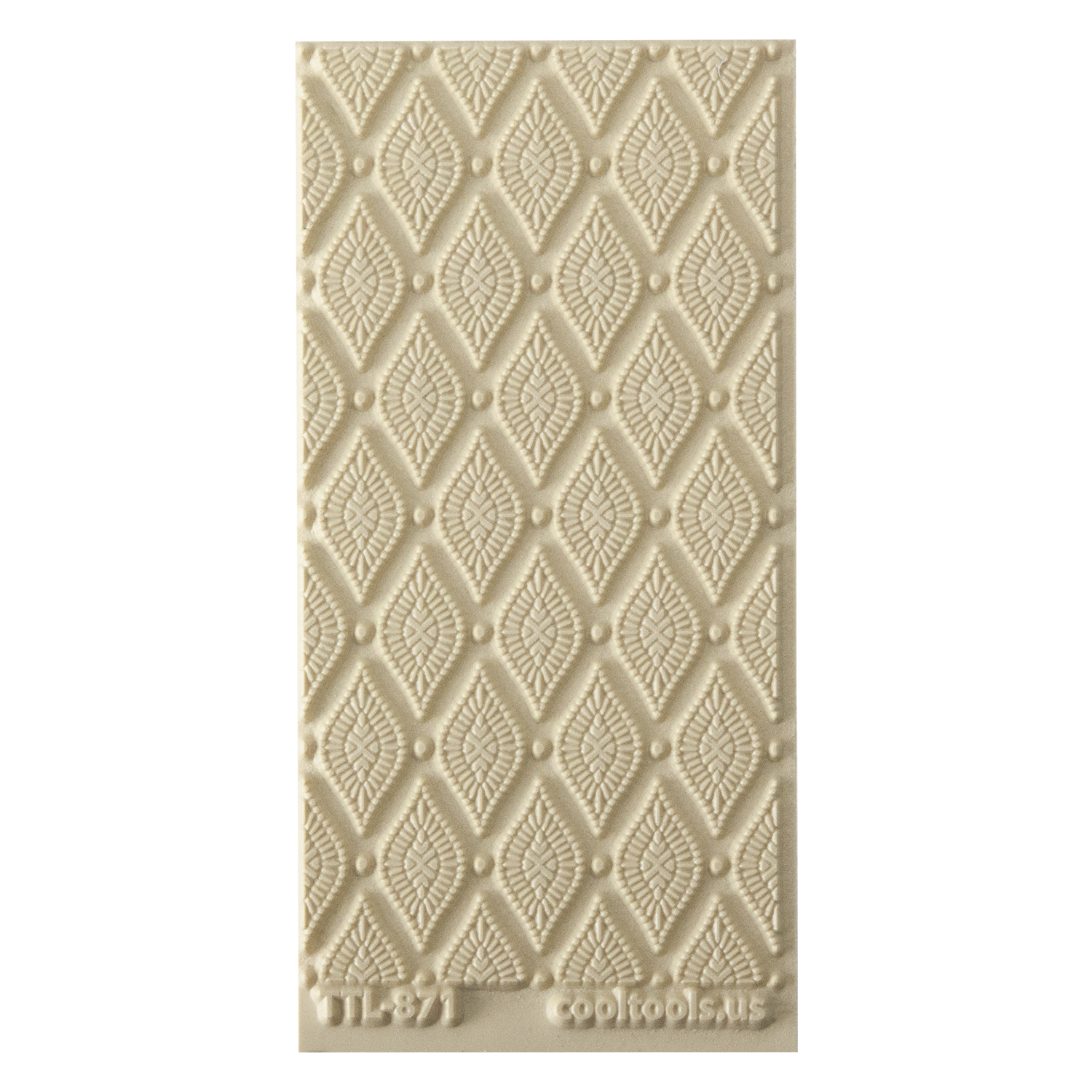 Texture Tile - Boho Glows. Beige Texture Tiles are flexible, washable and can be used with any soft clay. Spritz with CoolSlip or dust on Dry Powder Release for stick-free impressions when using metal clay and polymer clay.