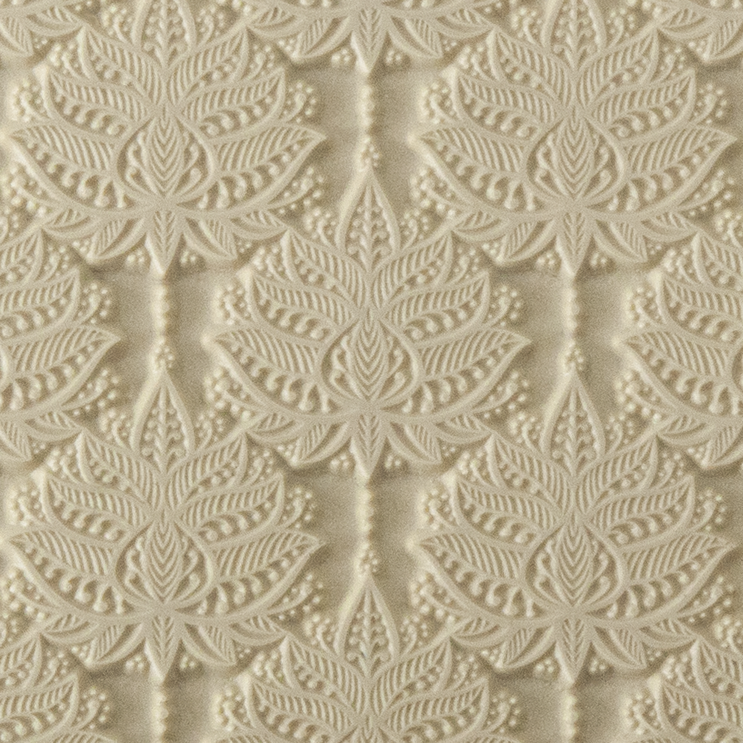 Texture Tile - Henna Blooms. Beige Texture Tiles are flexible, washable and can be used with any soft clay. Spritz with CoolSlip or dust on Dry Powder Release for stick-free impressions when using metal clay and polymer clay.