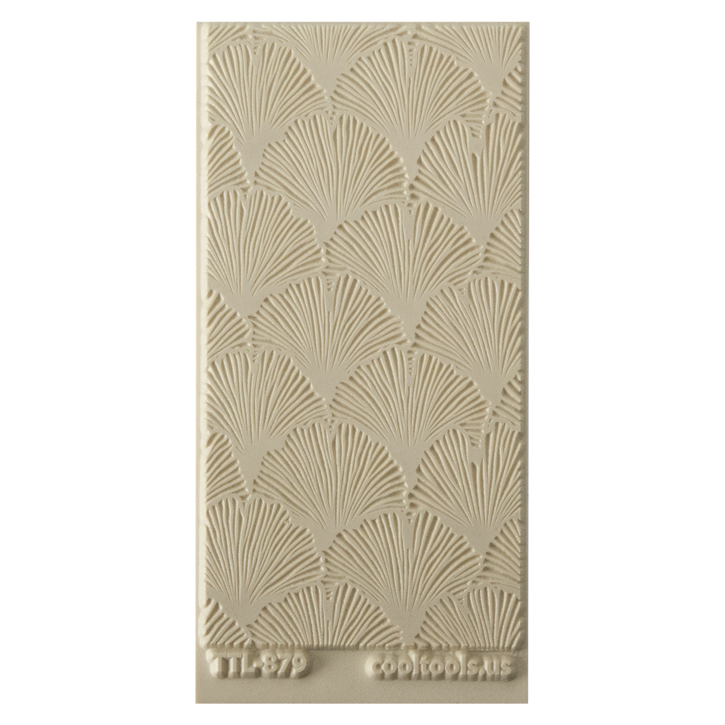 Texture Tile - Gingko Strokes. Beige Texture Tiles are flexible, washable and can be used with any soft clay. Spritz with CoolSlip or dust on Dry Powder Release for stick-free impressions when using metal clay and polymer clay.