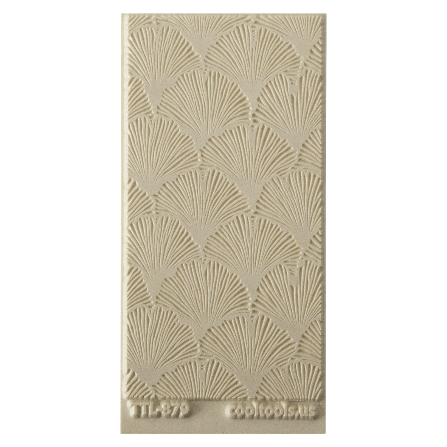 Texture Tile - Gingko Strokes. Beige Texture Tiles are flexible, washable and can be used with any soft clay. Spritz with CoolSlip or dust on Dry Powder Release for stick-free impressions when using metal clay and polymer clay.