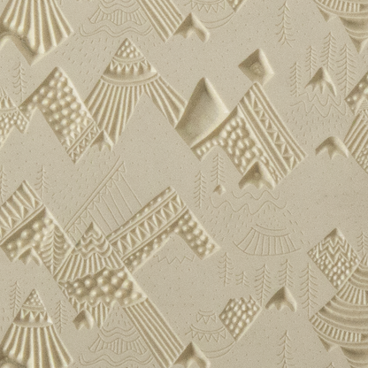 Texture Tile - In the Mountains. Beige Texture Tiles are flexible, washable and can be used with any soft clay. Spritz with CoolSlip or dust on Dry Powder Release for stick-free impressions when using metal clay and polymer clay.