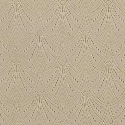 Texture Tile - Art Deco Arches Embossed. Beige Texture Tiles are flexible, washable and can be used with any soft clay. Spritz with CoolSlip or dust on Dry Powder Release for stick-free impressions when using metal clay and polymer clay.
