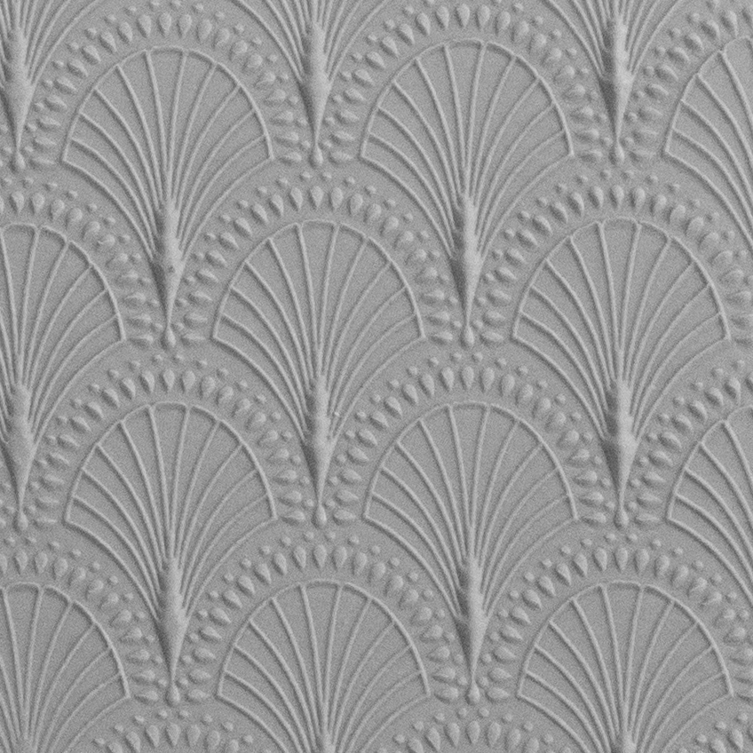 Texture Tile - Art Deco Shells Embossed sample rolled into clay